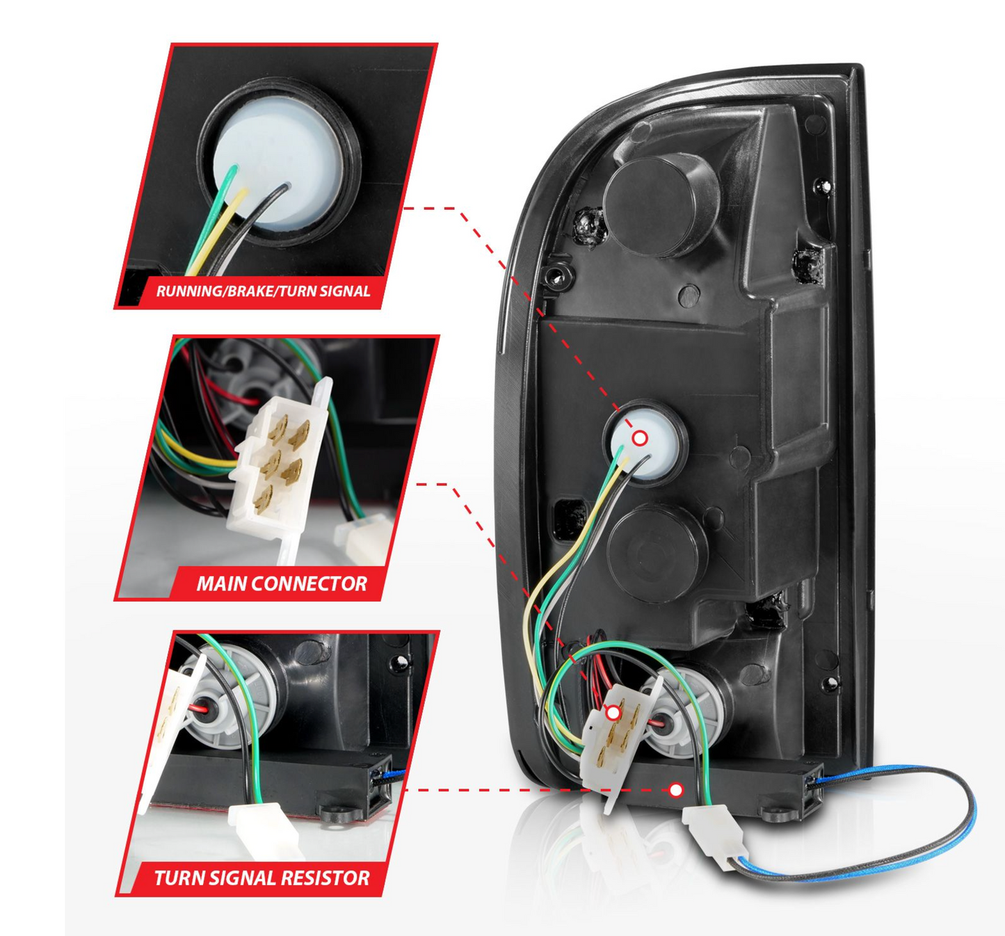 ANZO 1995-2000 Toyota Tacoma LED Taillights Chrome Housing Clear Lens (Pair)