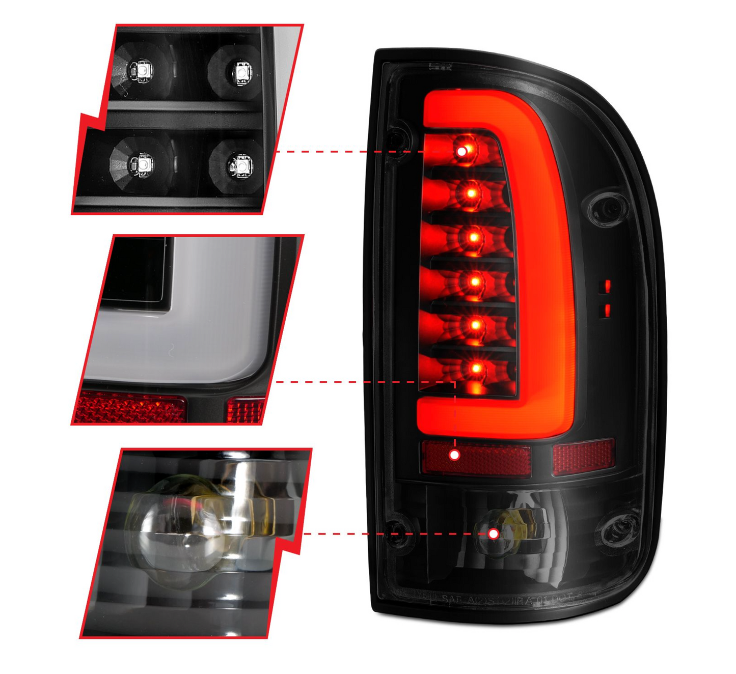 ANZO 1995-2000 Toyota Tacoma LED Taillights Black Housing Smoke Lens (Pair)