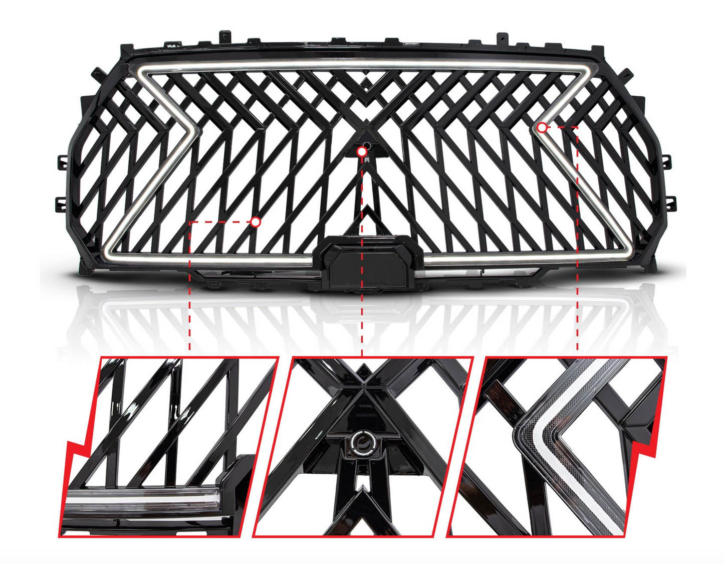2022-2024 Toyota Tundra Nexum Series Black LED Grille W/ Ignition Initiation Feature & Running Light Bar