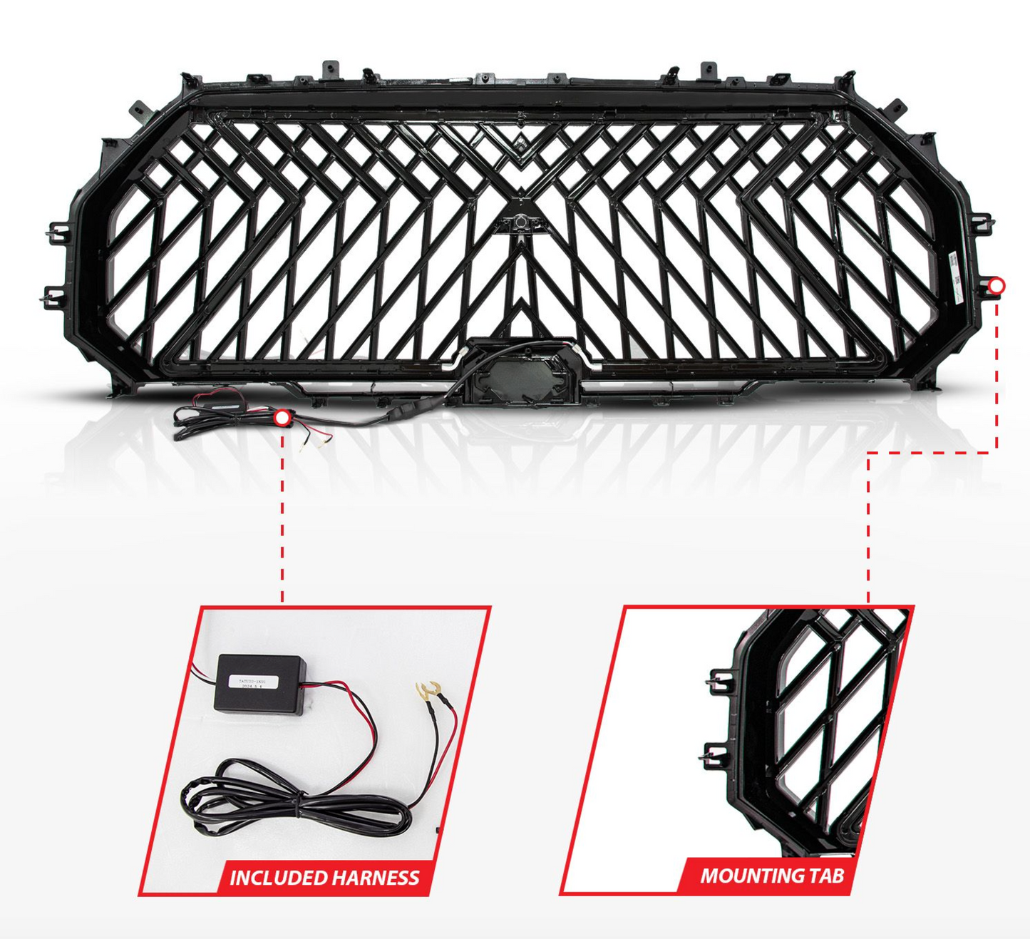 2022-2024 Toyota Tundra Nexum Series Black LED Grille W/ Ignition Initiation Feature & Running Light Bar