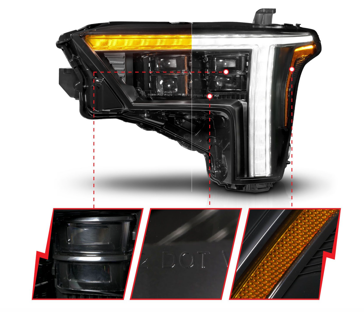 Anzo 2022-2025 Toyota Tundra Z-Series Full LED Projector Headlights Black W/ DRL Switch & Initiation (Does Not Fit Models With Factory LED Projectors)