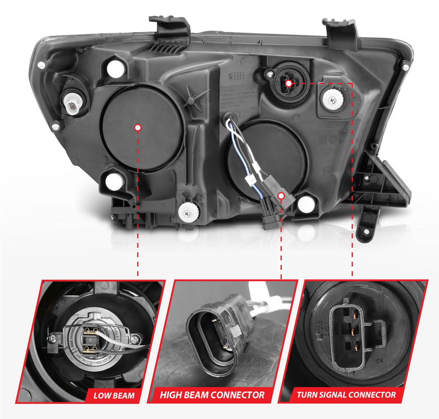 Anzo 2007-2013 Toyota Tundra / 2008-2017 Sequoia Projector Headlights Black W/ RX Halo & LED Bar