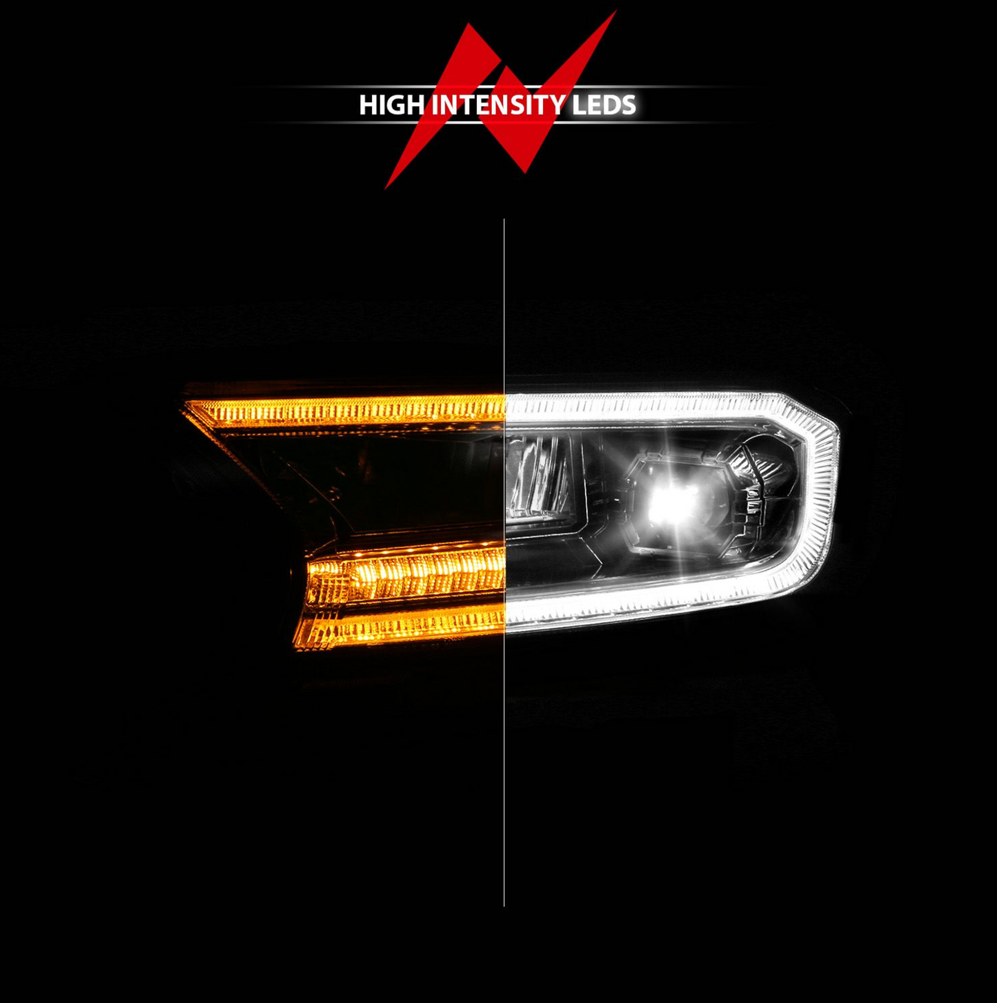 Anzo 2019-2023 Ford Ranger Full Led Projector Headlights Chrome w/ Initiation & Sequential (For Factory Halogen Model)