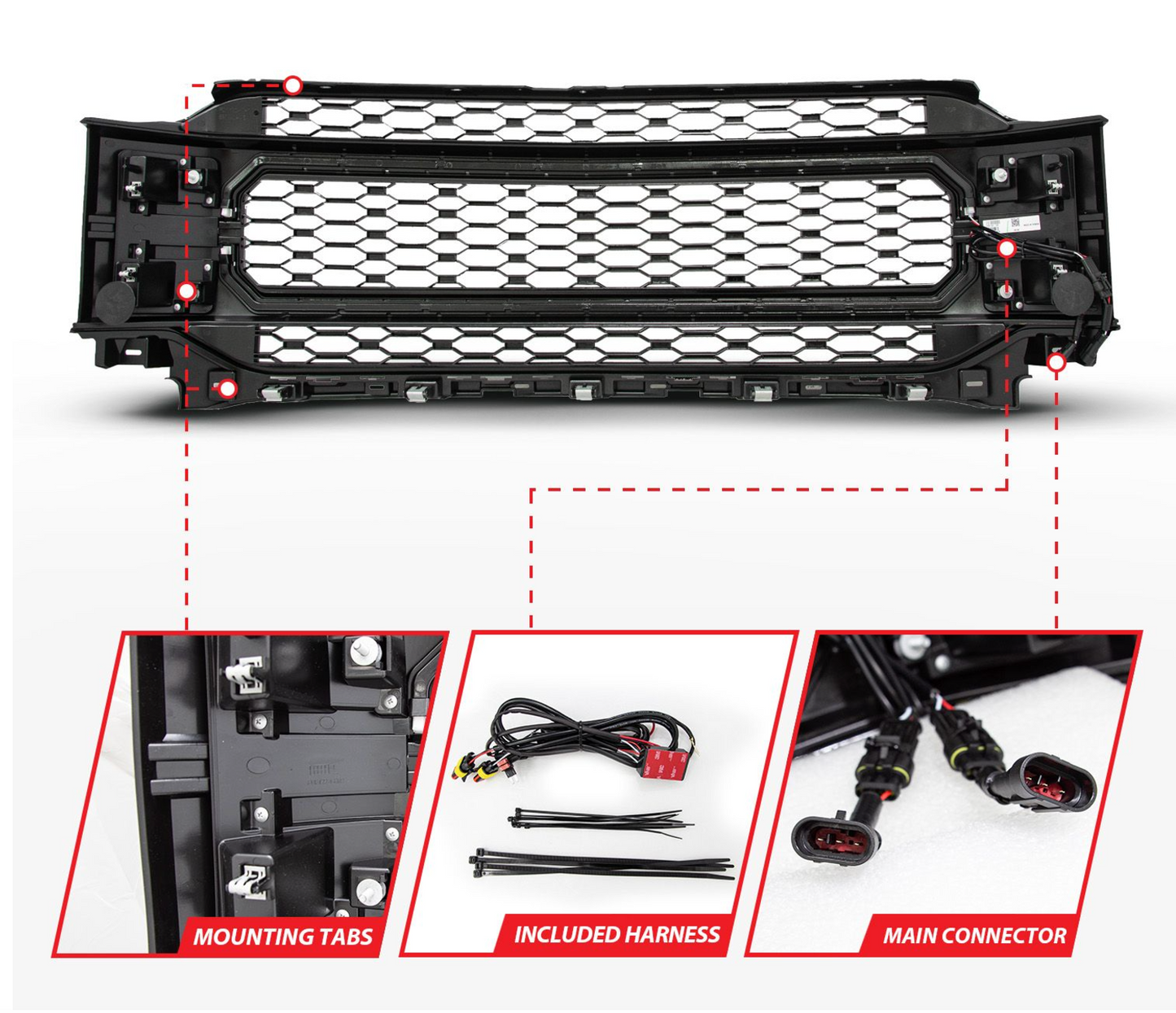 2021-2023 FordF-150 Nexum Series BlackLED Grille w/ Ignition Initiation Feature & Running Light Bar