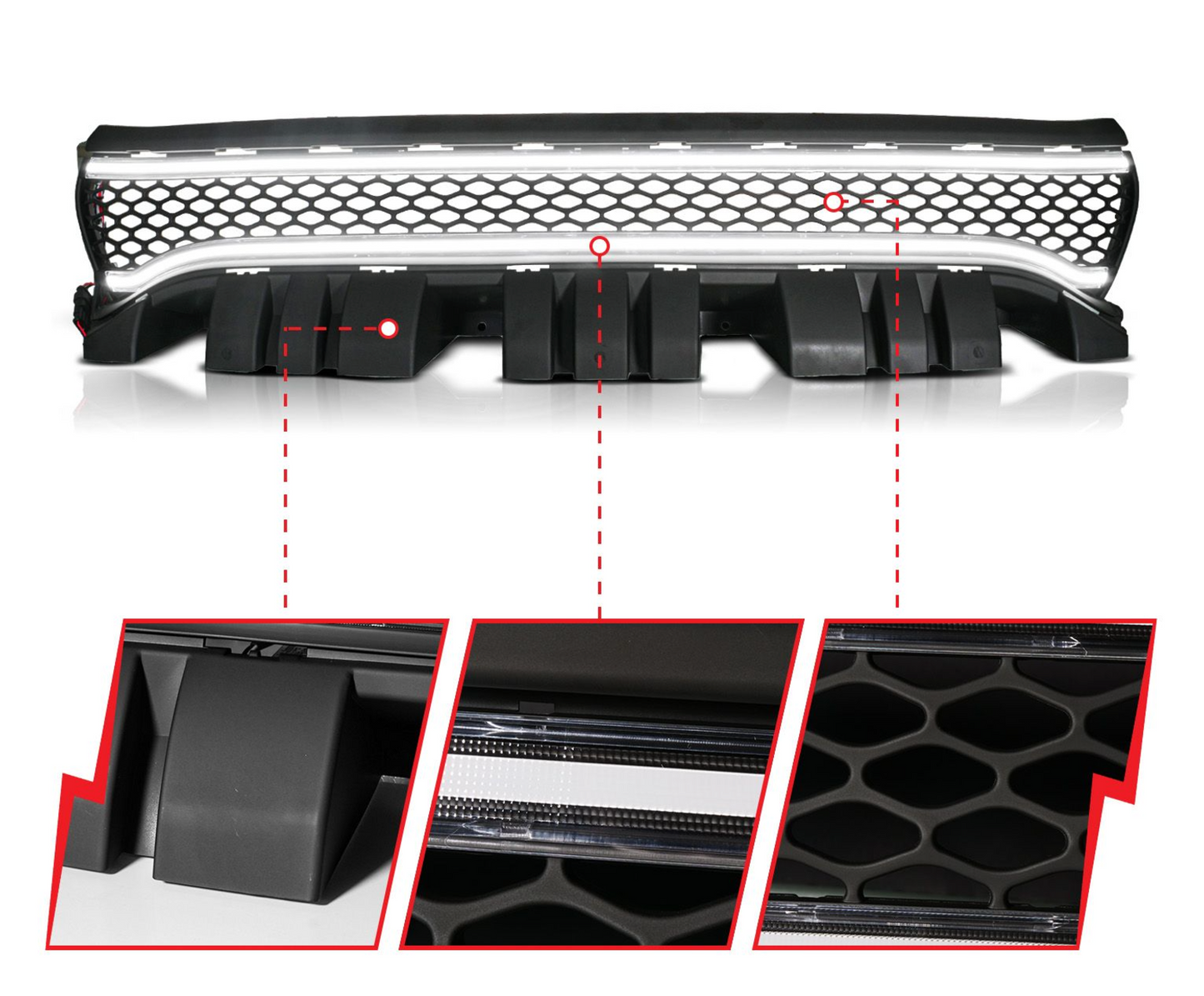 2015-2023 Dodge Charger Nexum Series Black LED Grille w/ Ignition Initiation Feature & Running Light Bar