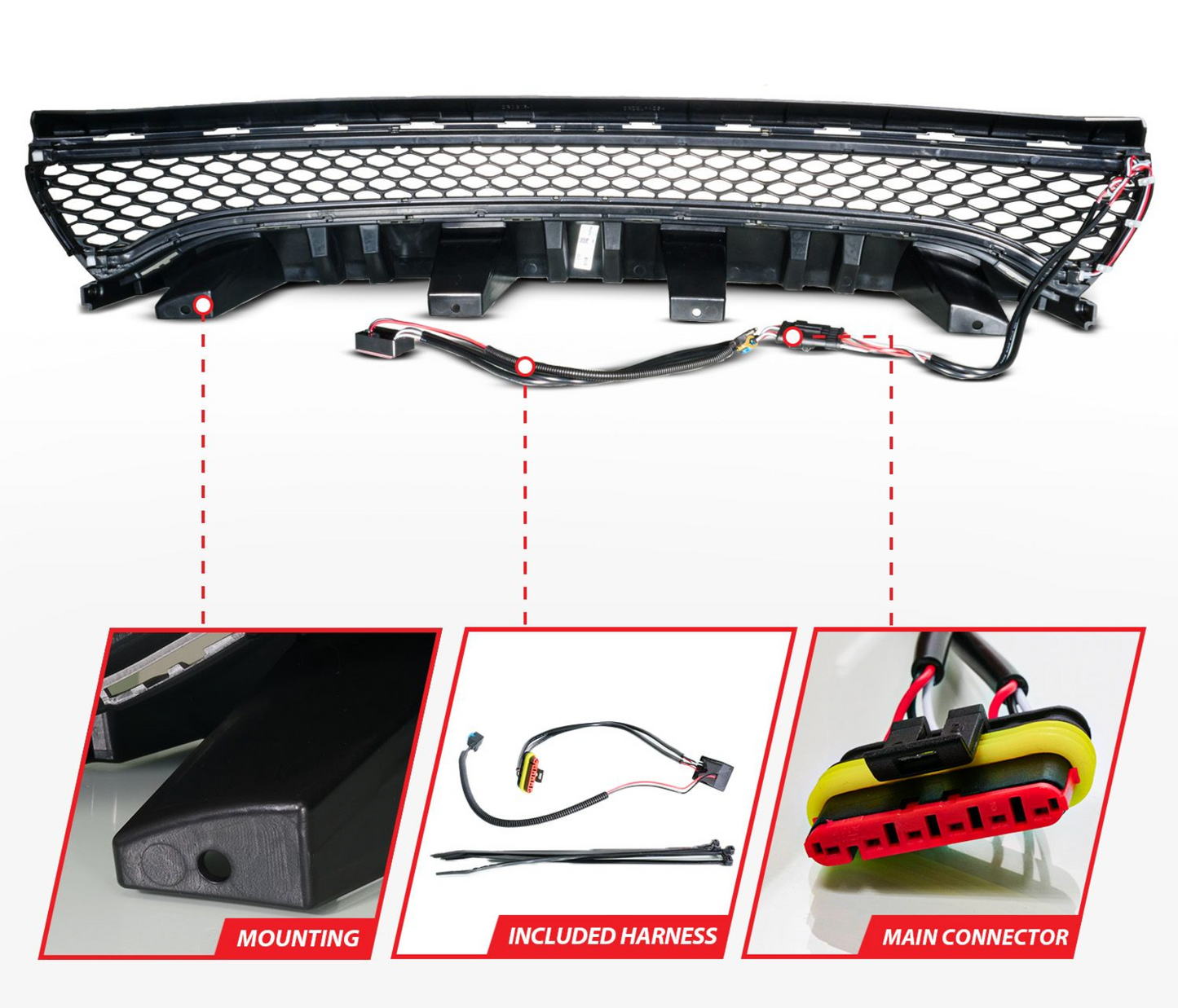 2015-2023 Dodge Charger Nexum Series Black LED Grille w/ Ignition Initiation Feature & Running Light Bar