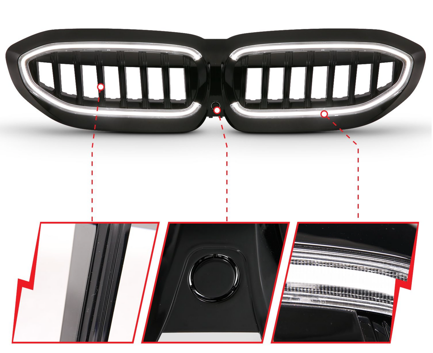 2019-2022 BMW 3 Series Nexum Series Black LED Grille W/ Ignition Initiation Feature & Running Light Bar