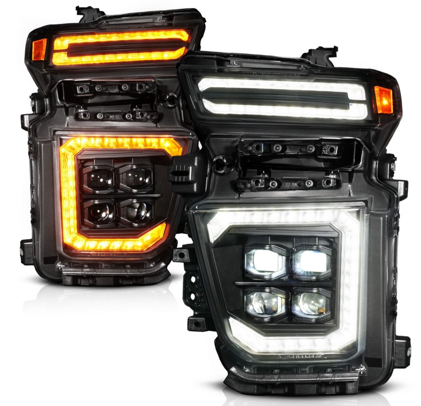 Anzo 2020-2023 Chevy Silverado 2500HD/3500HD Z-Series Full LED Projector Headlights Black W/ DRL Switch Initiation & Sequential