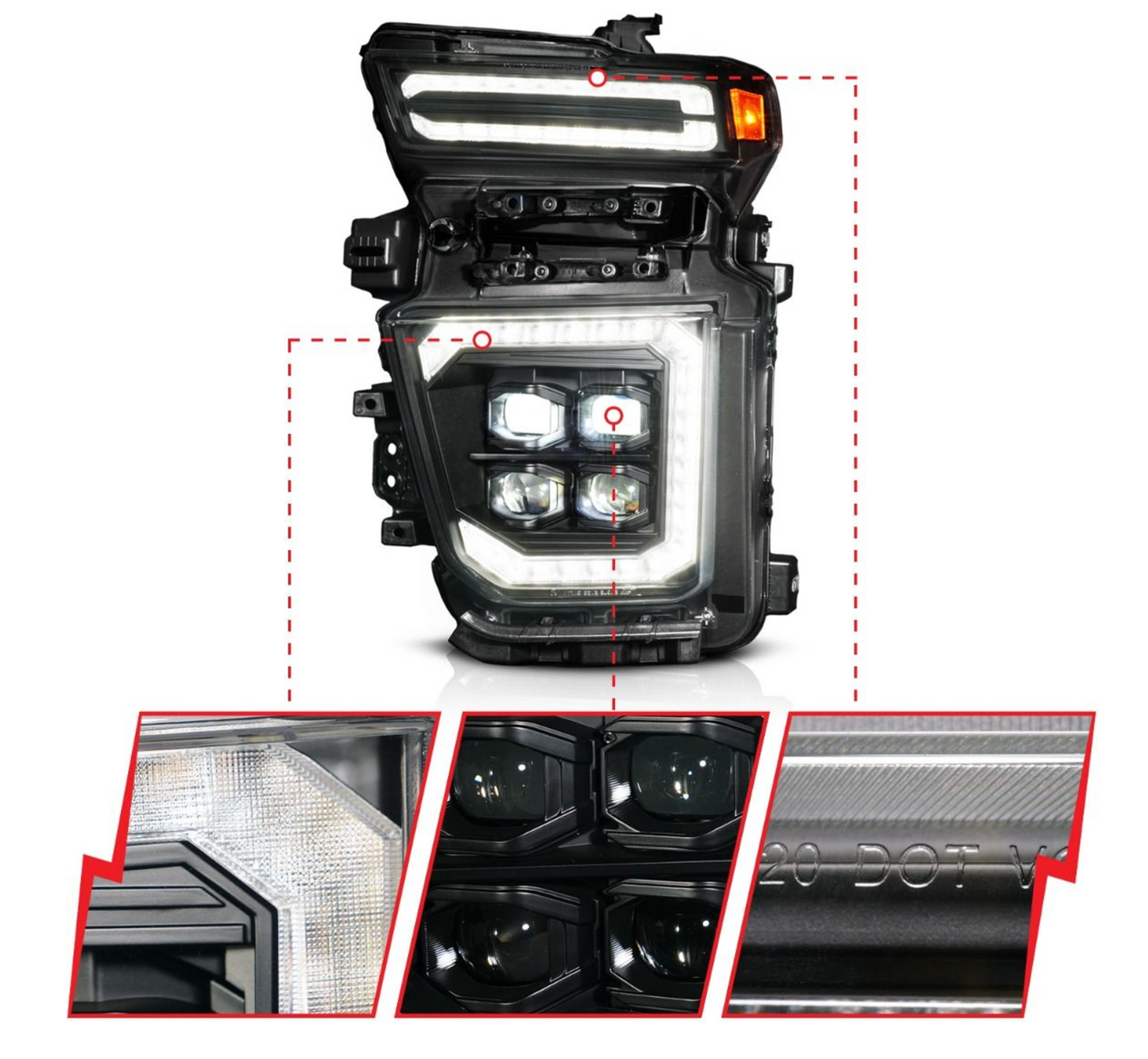 Anzo 2020-2023 Chevy Silverado 2500HD/3500HD Z-Series Full LED Projector Headlights Black W/ DRL Switch Initiation & Sequential