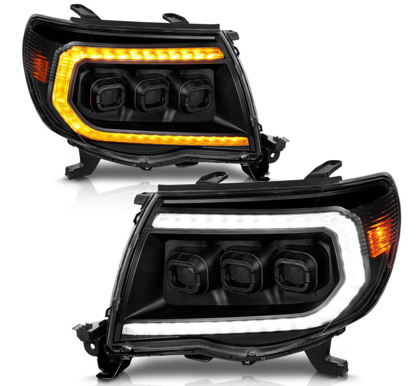 Anzo 2005-2011 Toyota Tacoma Full LED Projector Headlights Black w/ Initiation Feature & Sequential Signal