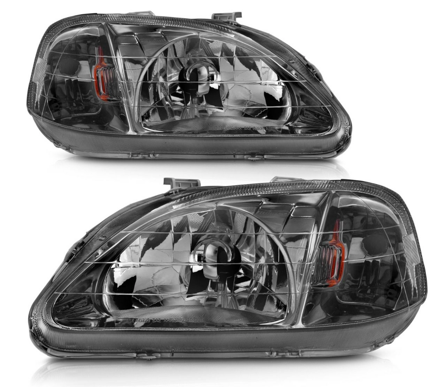Anzo 1999-2000 Honda Civic Crystal Headlights Gun Metal