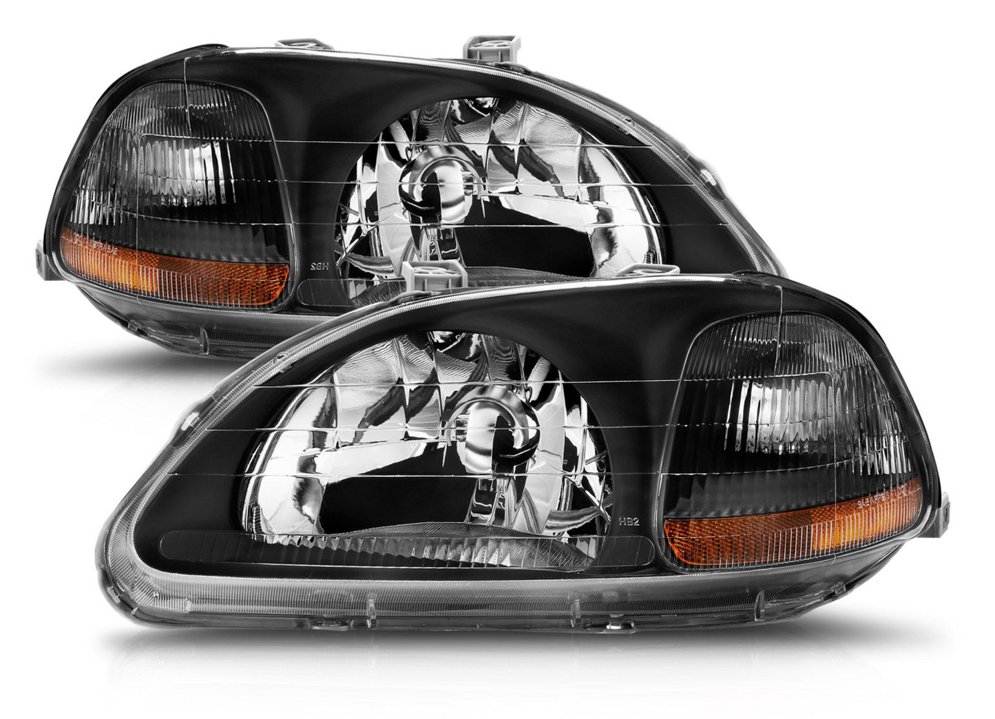 Anzo 1996-1998 Honda Civic Crystal Headlights Black
