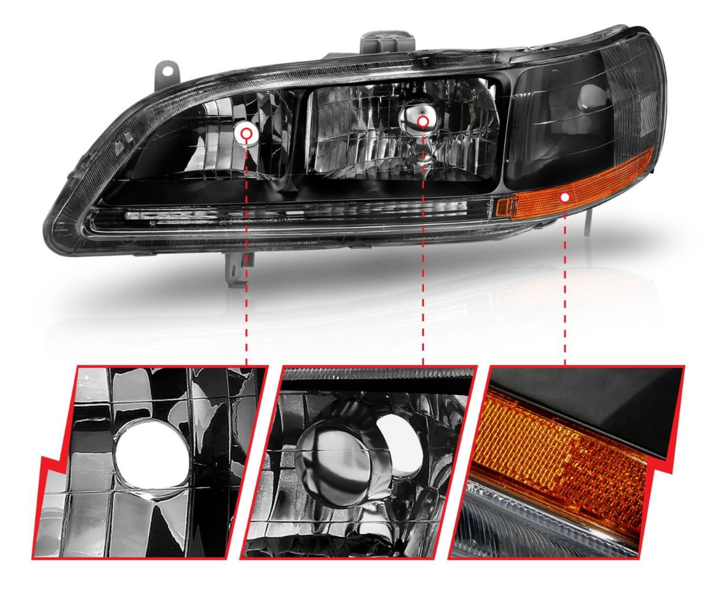 Anzo 1998-2002 Honda Accord Crystal Headlights Black