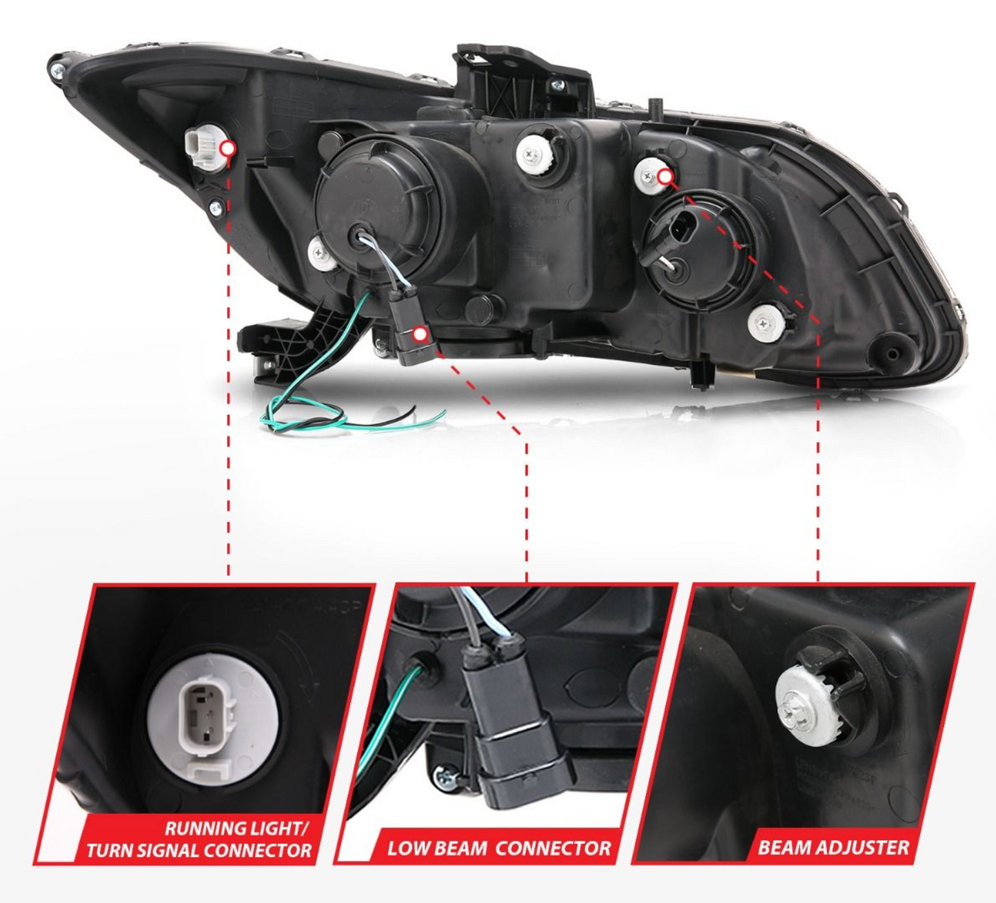 Anzo 2012-2013 Honda Civic 2 DR / 2012-2015 4 DR Projector Headlights U-Bar Chrome Clear