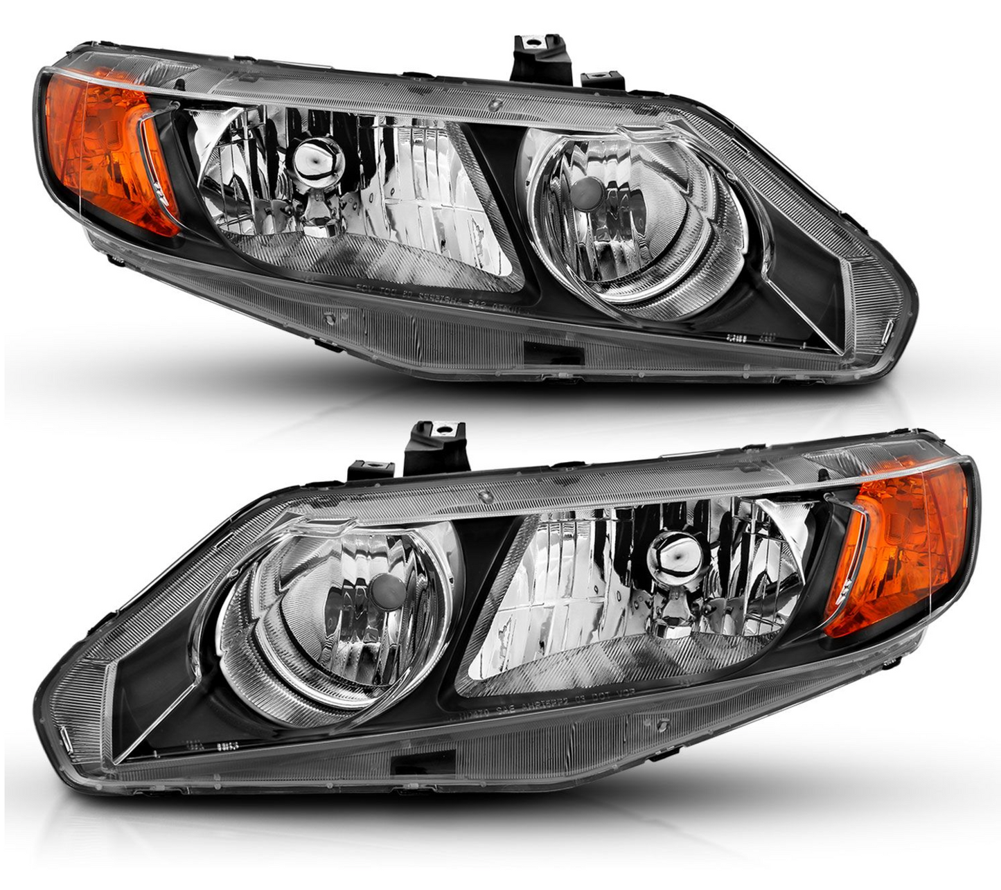 Anzo 2006-2011 Honda Civic Crystal Headlights 4DR Black (OE Type Replacement)