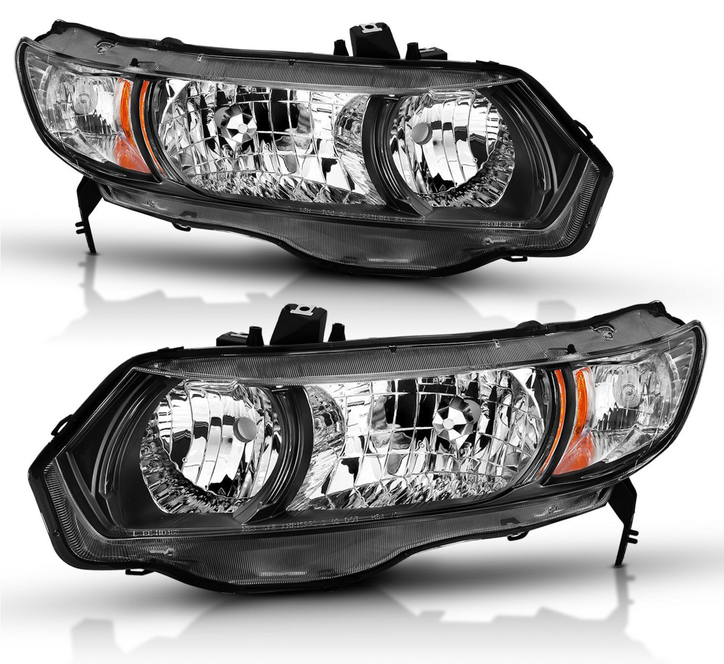 Anzo 2006-2009 Honda Civic Crystal Headlights 2DR Black (OE Type Replacement)