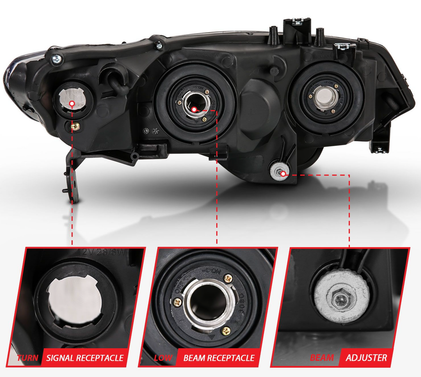 Anzo 2006-2009 Honda Civic Crystal Headlights 2DR Black (OE Type Replacement)