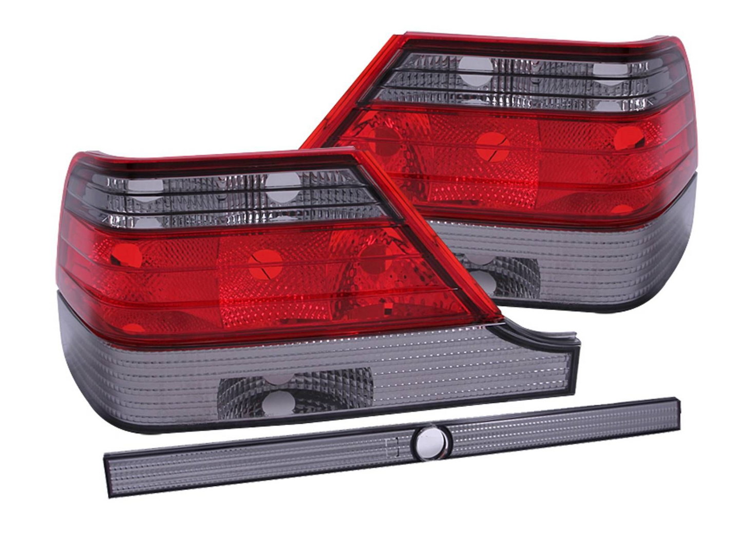 1997-1999 Mercedes Benz S Class W140 Tail Lights Chrome Red/Smoke Lens