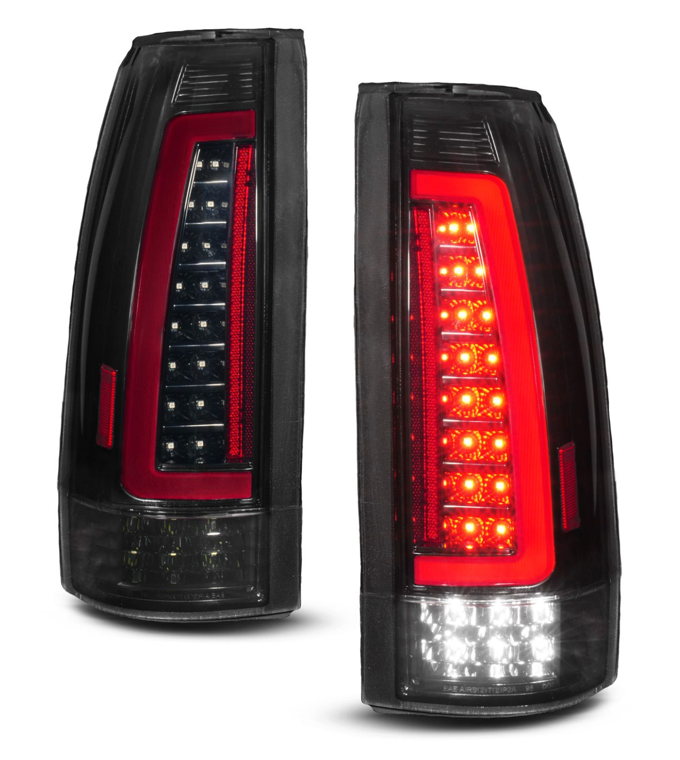 Anzo 1988-1998 Chevy/GMC C/K 1500/2500 / 1988-2000 C/K 3500 / 1992-1999 Suburban / 1995-1999 Tahoe / 1992-1994 Blazer (Full Size) / 1992-1999 Yukon / 1999-2000 Cadillac Escalade LED Tail Lights Black Housing Smoke Lens (Sequential Signal)