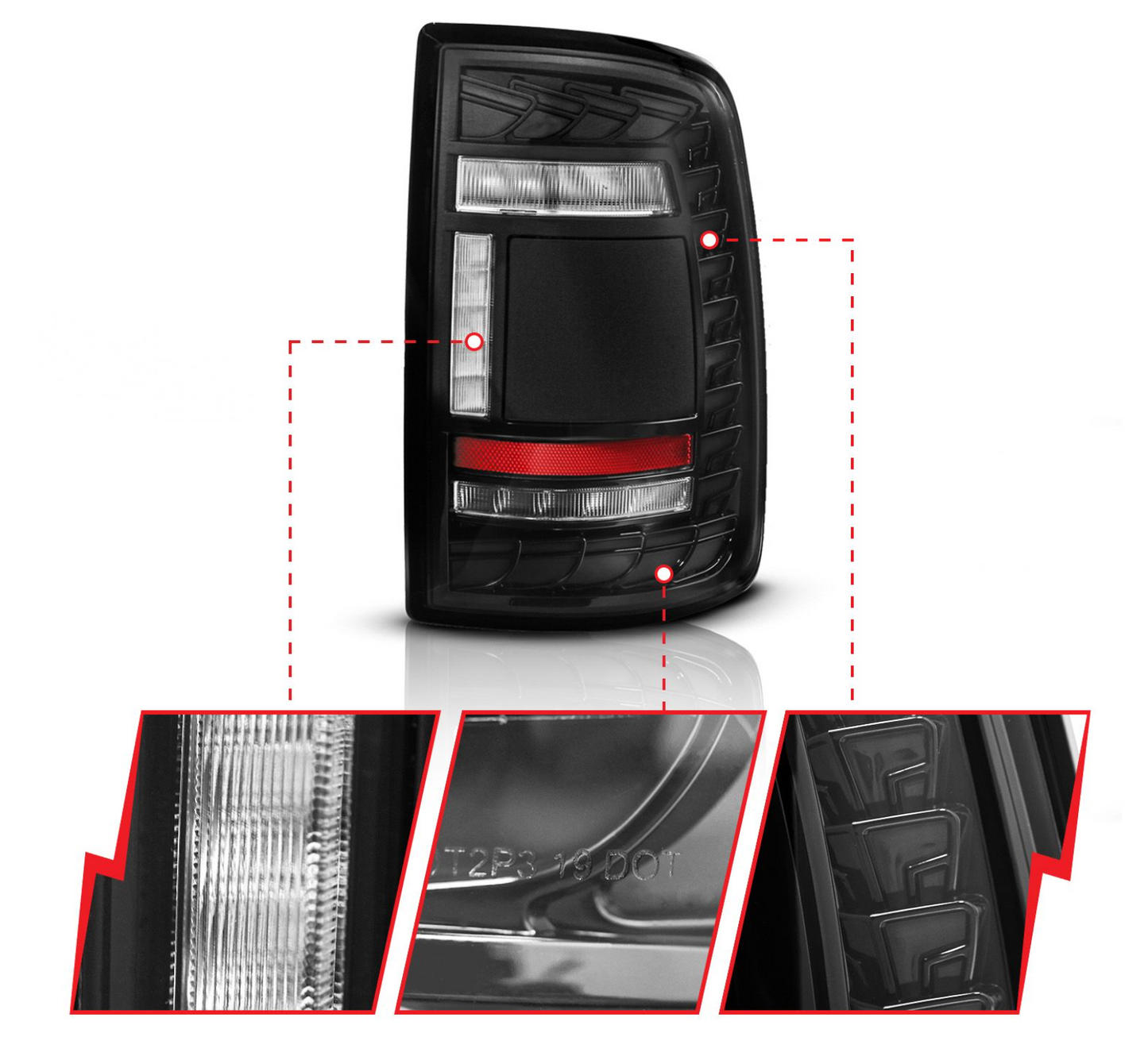 Anzo 2019-2024 RAM 2500/3500 Full LED Sequential Tail Lights Black Clear Lens (Fits All Models)
