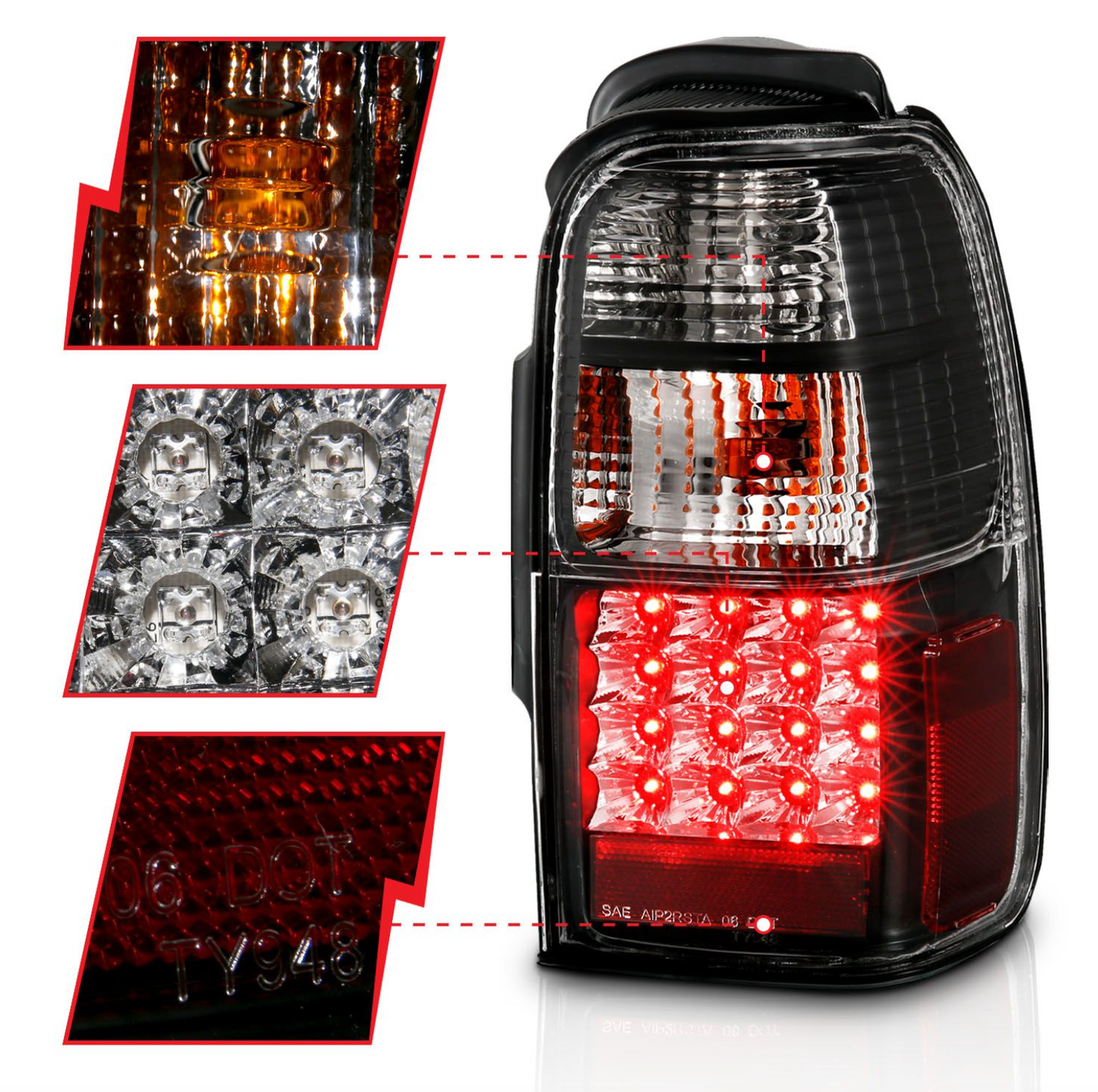 Anzo 2001-2002 Toyota 4Runner LED Tail Lights Black