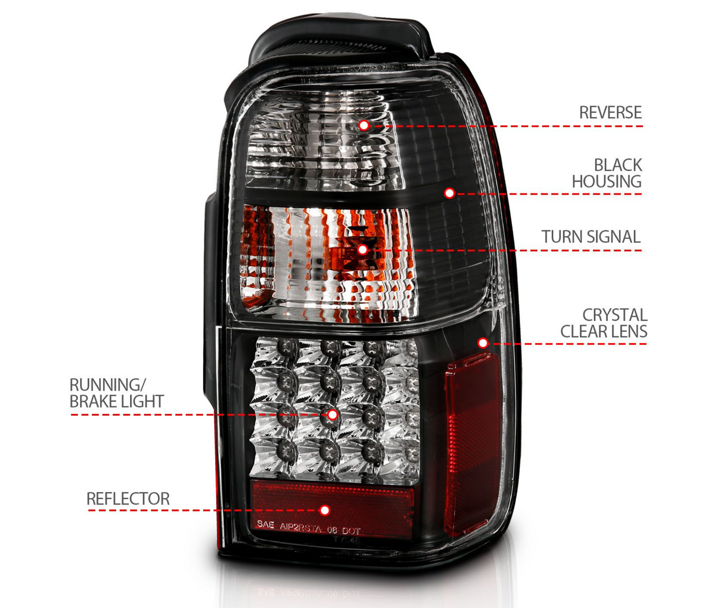 Anzo 2001-2002 Toyota 4Runner LED Tail Lights Black