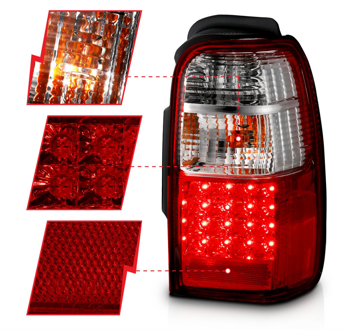 Anzo 2001-2002 Toyota 4Runner LED Tail Lights Chrome Red/Clear