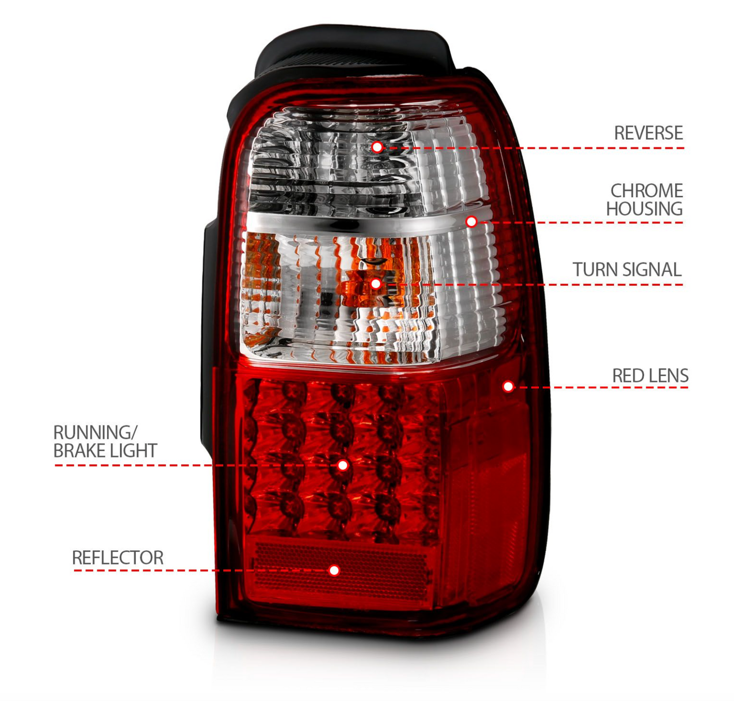 Anzo 2001-2002 Toyota 4Runner LED Tail Lights Chrome Red/Clear
