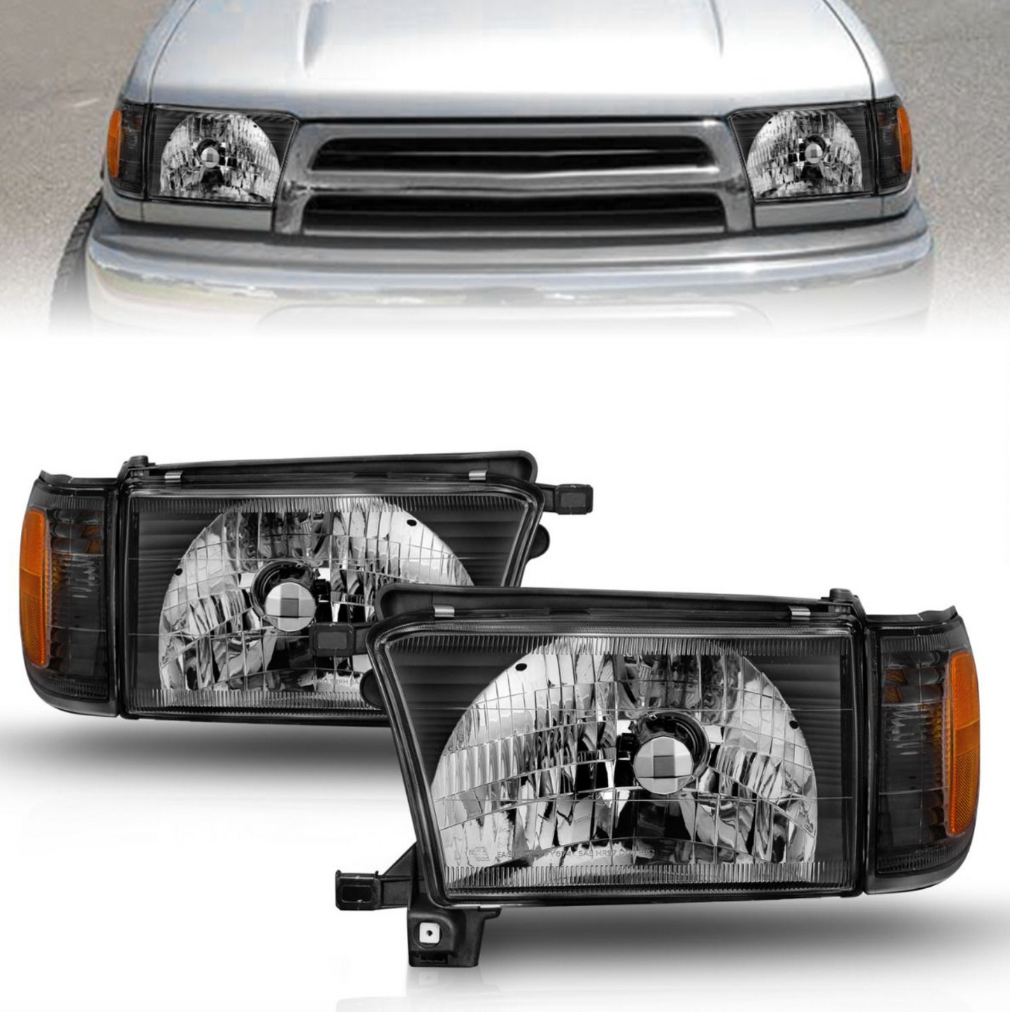 Anzo 1999-2002 Toyota 4Runner Crystal Headlights Black W/ Corner Light 2PC