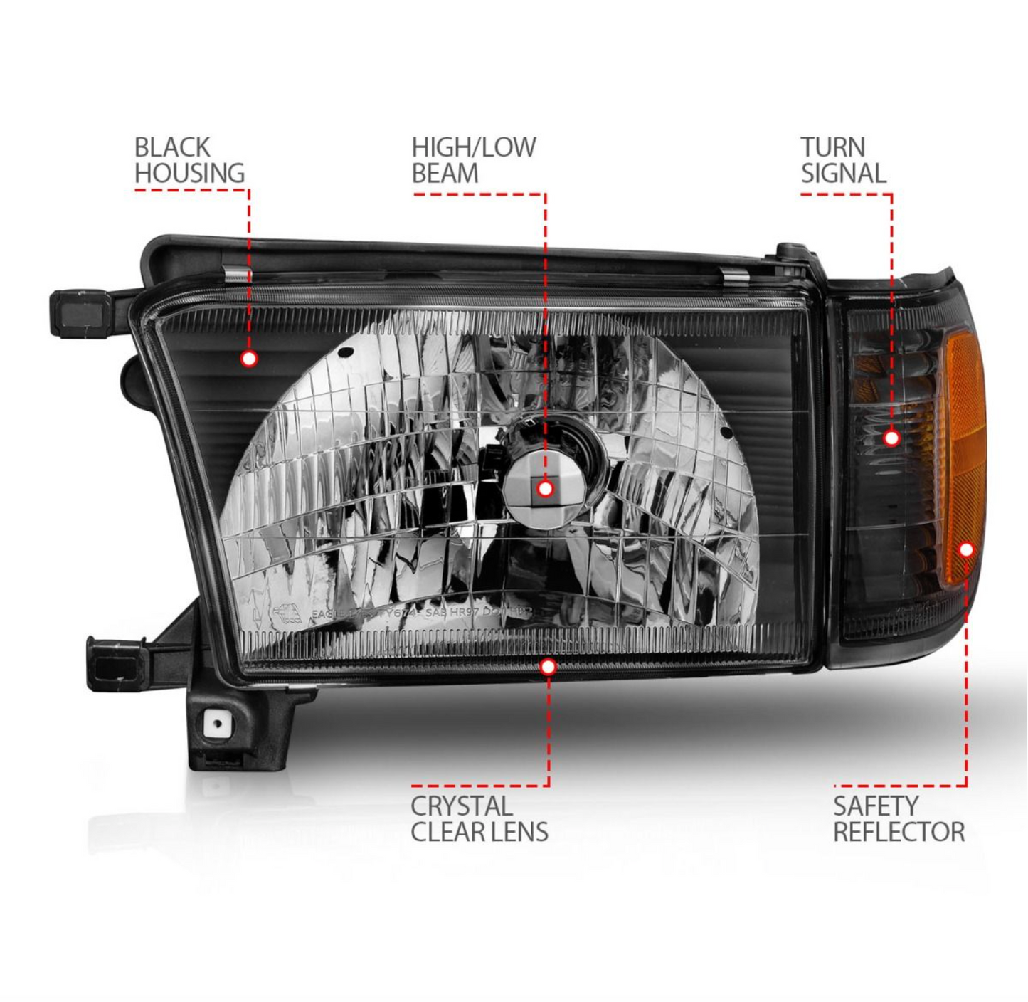 Anzo 1999-2002 Toyota 4Runner Crystal Headlights Black W/ Corner Light 2PC