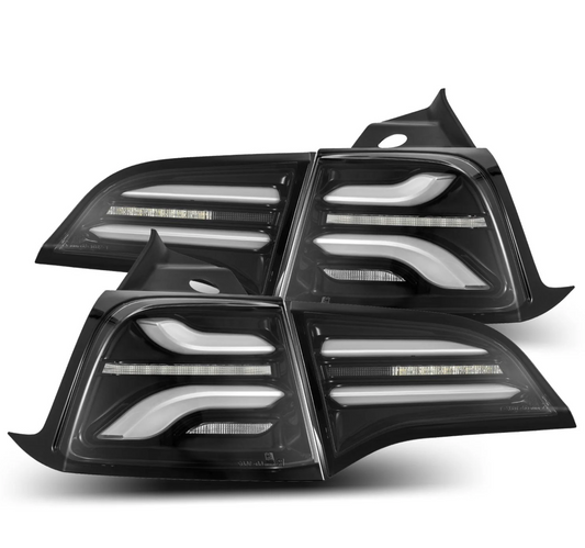 AlphaRex 2020-2024 Tesla Model Y / 2022-2023 Model 3 (With Stock Amber Turn Signal) PRO-Series LED Tail Lights Jet Black