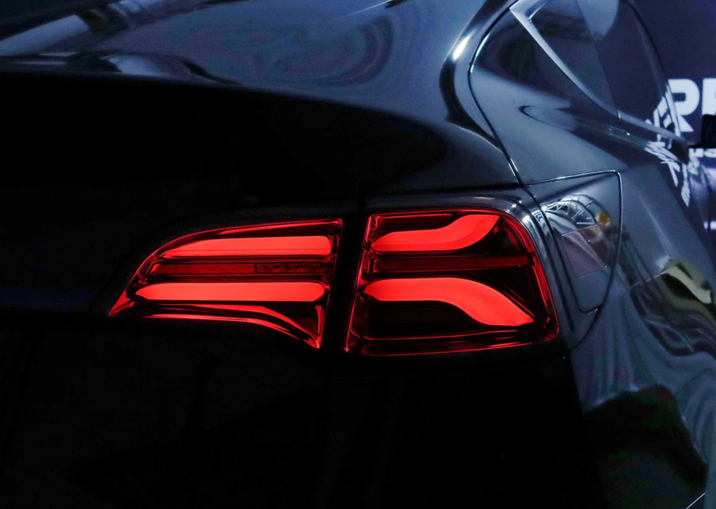 AlphaRex 2020-2024 Tesla Model Y / 2022-2023 Model 3 (With Stock Amber Turn Signal) PRO-Series LED Tail Lights Jet Black