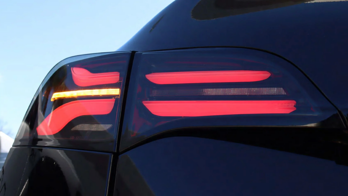 AlphaRex 2020-2024 Tesla Model Y / 2022-2023 Model 3 (With Stock Amber Turn Signal) PRO-Series LED Tail Lights Jet Black