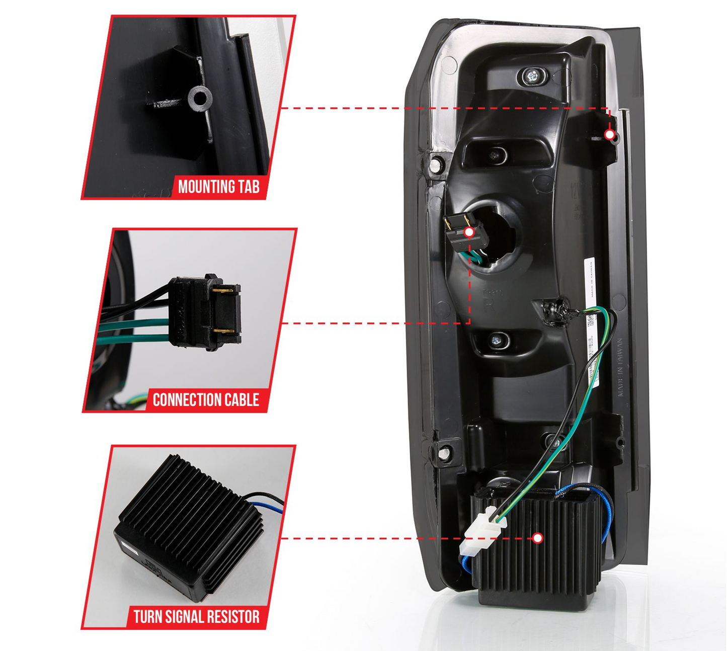 1987-1996 Ford F-150 / F-250 / F-350 / 1989-1998 F-450 / 1987-1996 BRONCO LED C Bar TailLights Black Smoke Lens