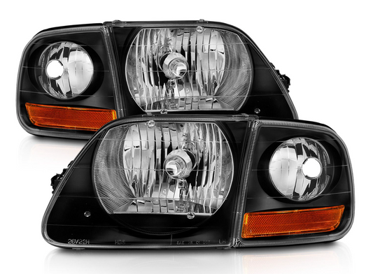 Spyder 1997-2003 Ford F-150 Crystal Headlights Black w/ Parking Lights