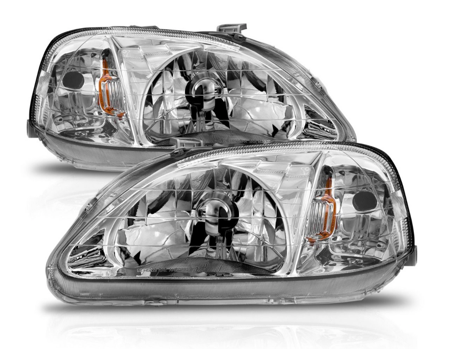 Anzo 1999-2000 Honda Civic Crystal Headlights Chrome