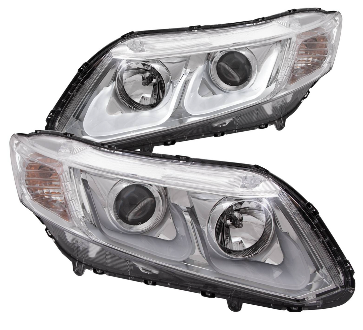 Anzo 2012-2013 Honda Civic 2 DR / 2012-2015 4 DR Projector Headlights U-Bar Chrome Clear