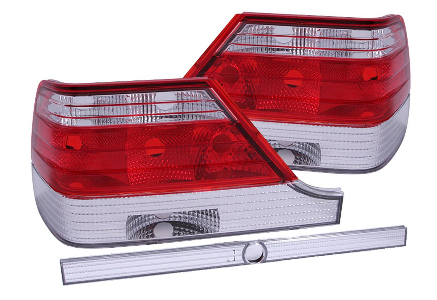 1997-1999 Mercedes Benz S Class W140 Tail Lights Chrome Red/Clear Lens