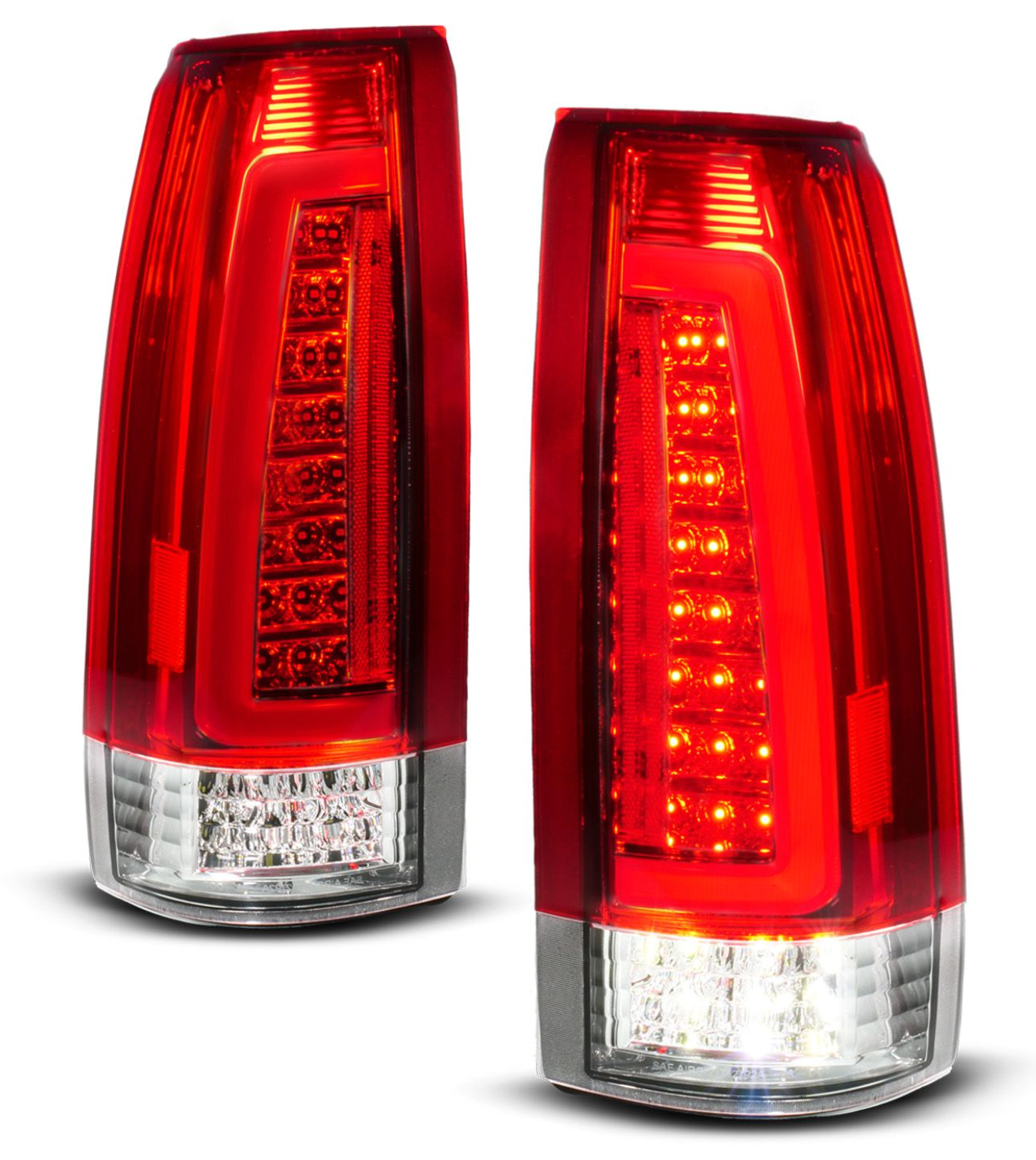 Anzo 1988-1998 Chevy/GMC C/K 1500/2500 / 1988-2000 C/K 3500 / 1992-1999 Suburban / 1995-1999 Tahoe / 1992-1994 Blazer (Full Size) / 1992-1999 Yukon / 1999-2000 Cadillac Escalade LED Tail Lights Red/Clear Lens (Sequential Signal)