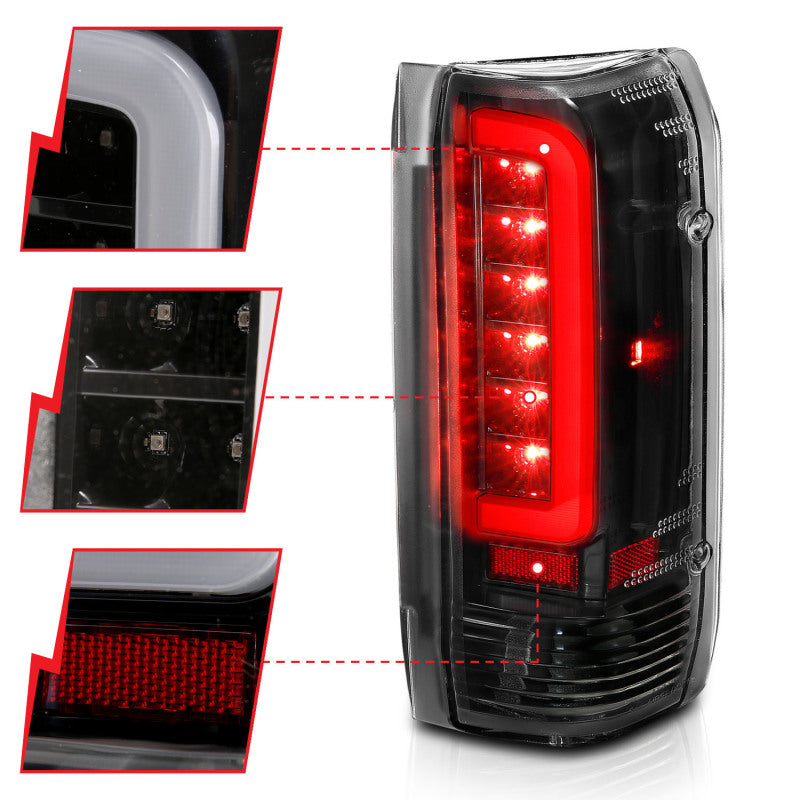 ANZO LED Taillights Black Housing Clear Lens 1987-1996 Ford F-150 (Pair)