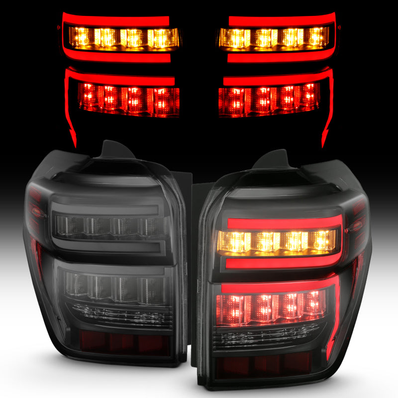 Anzo LED Bar Style Tail Lights 2014-2023 Toyota 4Runner (Black Smoke Lens w/Sequential Signal)