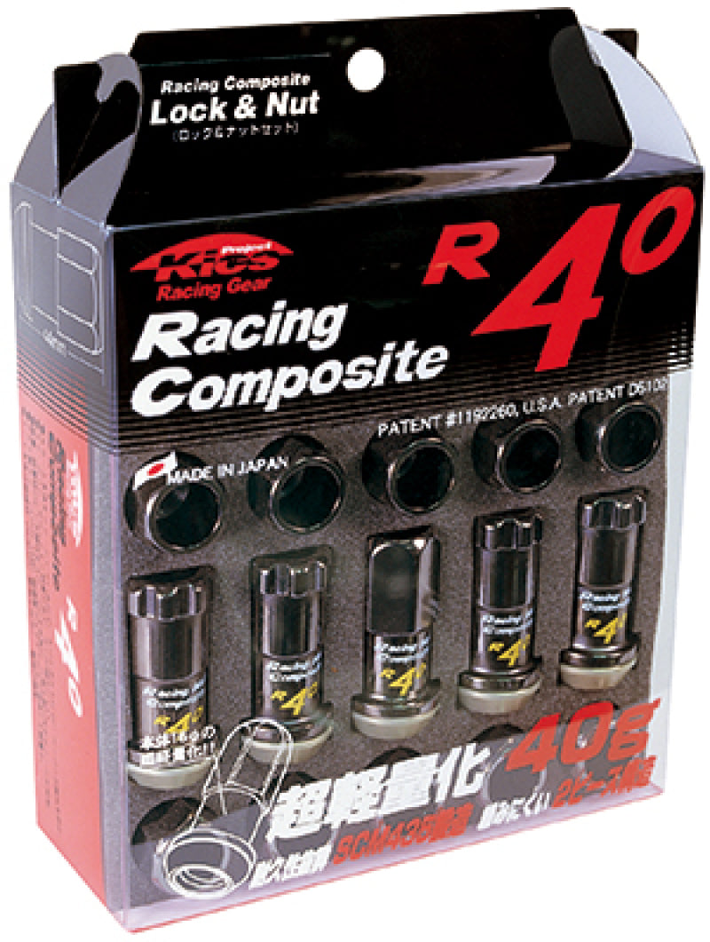 Project Kics R40 Lug Nut / Lock Set 12x1.50 Black Chrome (16 Piece + 4 Locks)