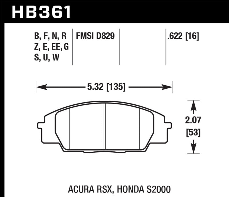 Hawk HPS 5.0 Brake Pads Acura RSX / Honda Civic Si, S2000 (front)