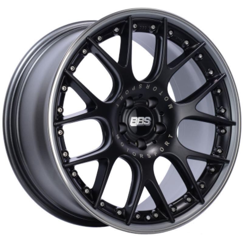 20x9.5 BBS CH-RII 5x120 ET40 Satin Black Center Platinum Lip SS Rim Prot Wheel