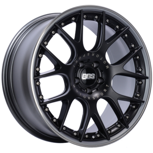 20x9.5 BBS CH-RII 5x120 ET40 Satin Black Center Platinum Lip SS Rim Prot Wheel