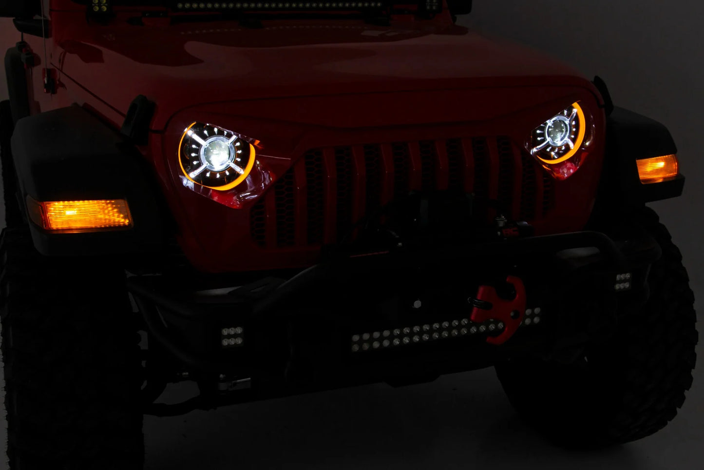 Rough Country 9" DRL Halo LED Headlights DOT Approved |  2018-2026 Jeep Gladiator JT/Wrangler JL