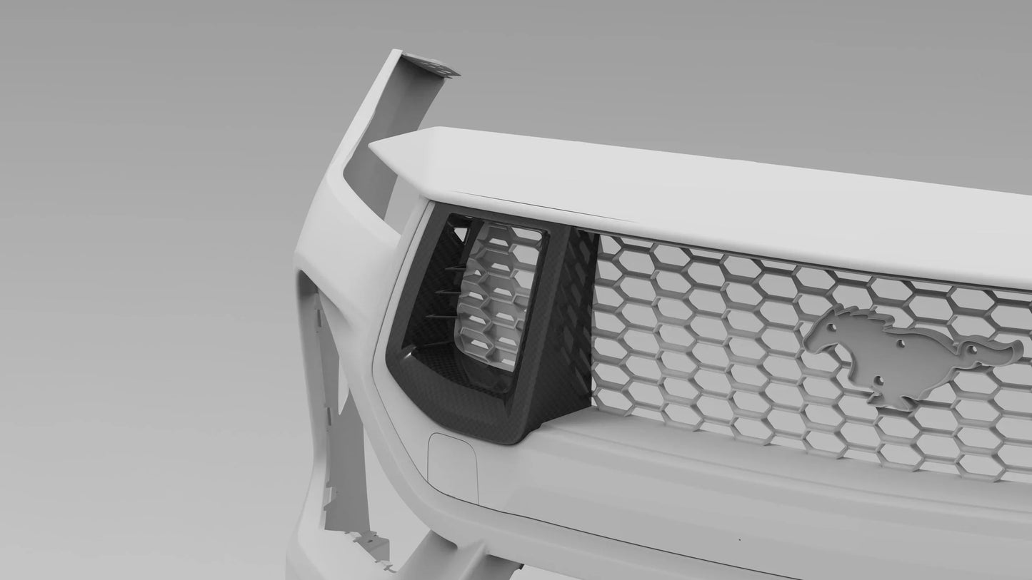 2024-Current Ford Mustang GT Dry Carbon Grille Inserts
