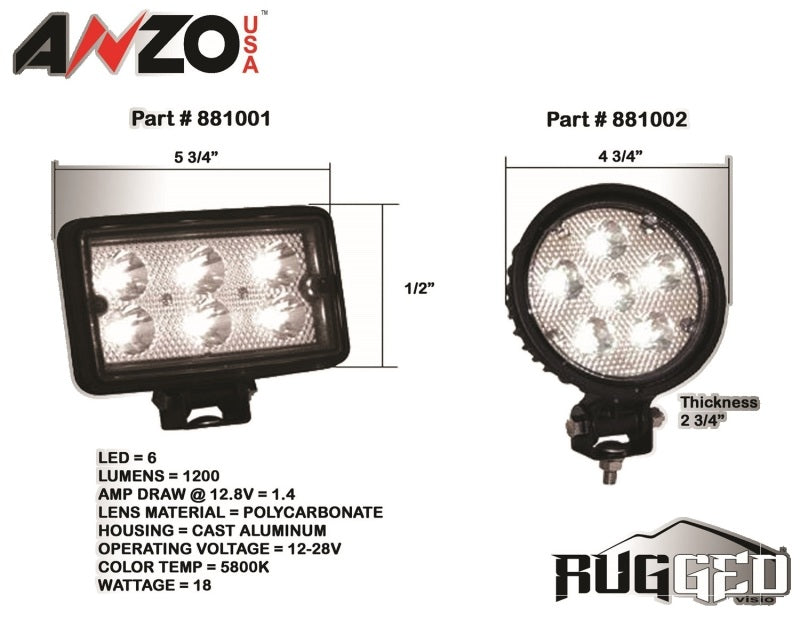 ANZO 3in x 5in High Power LED Fog Light