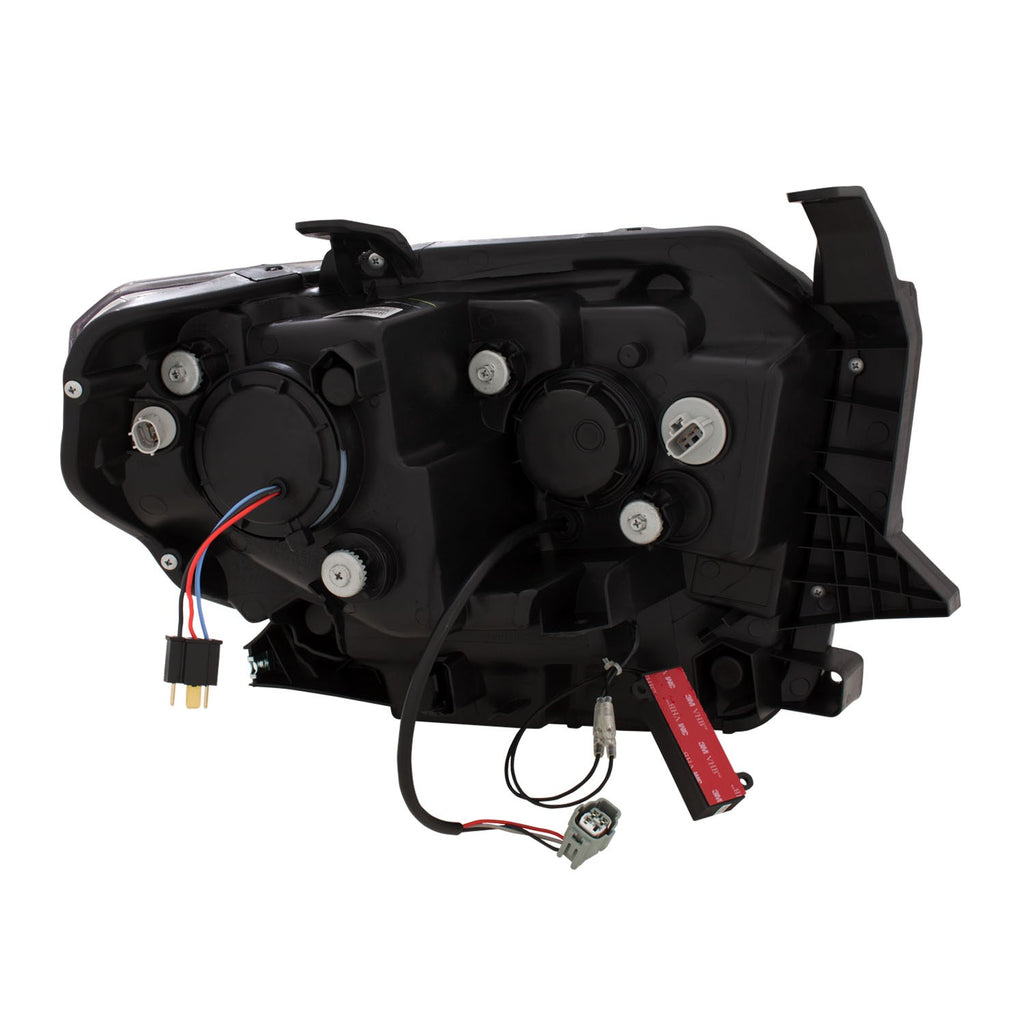 2014-2018 Toyota Tundra w/ LED DRL Projector Headlights w/ U-Bar Switchback Black w/ DRL