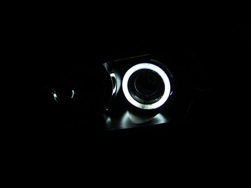 2004-2008 MAZDA 3, 4DR PROJECTOR HEADLIGHTS BLACK W/ RX HALO